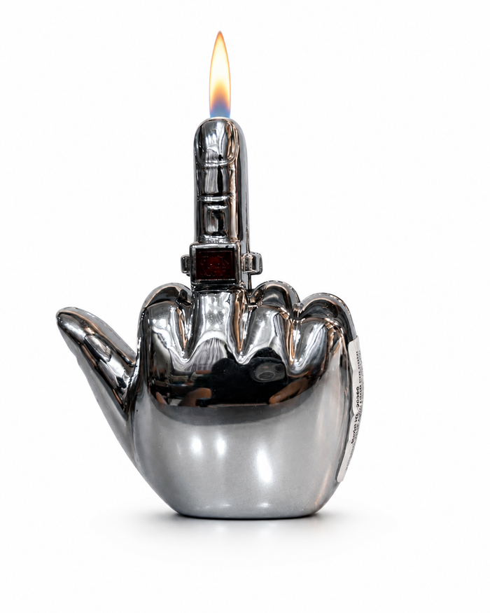 Chrome Hand Gesture Novelty Lighter Set- Refillable Luxury Desk Lighter